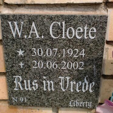CLOETE W.A. 1924-2002