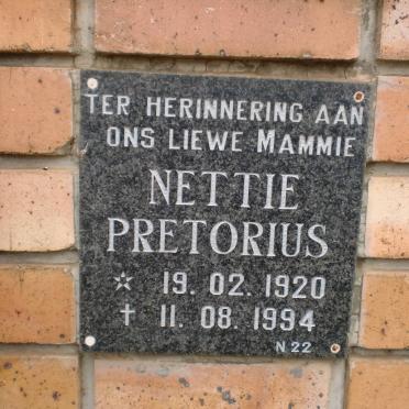 PRETORIUS Nettie 1920-1994