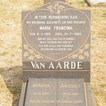 AARDE Hendrik Jacobus, van 1909-1988 &amp; Maria Francina 1915-1960