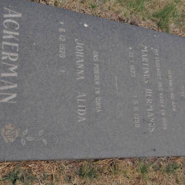 ACKERMAN Martinus Hermanus 192?-1990 &amp; Johanna Alida 1928-