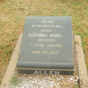 ALLEN Susanna Maria nee BOTHA 1916-1978