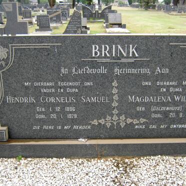 BRINK Hendrik Cornelis Samuel 1896-1979 &amp; Magdalena Wilhelmina GILDENHUYS 1901-1984