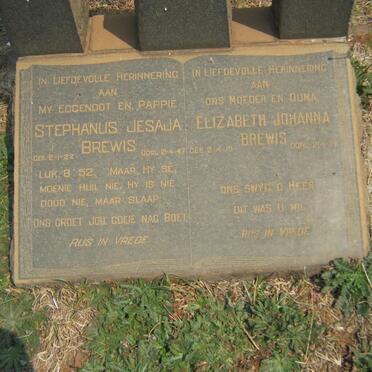 BREWIS Stephanus Jesaja 1922-1947 &amp; Elizabeth Johanna 1919-1978