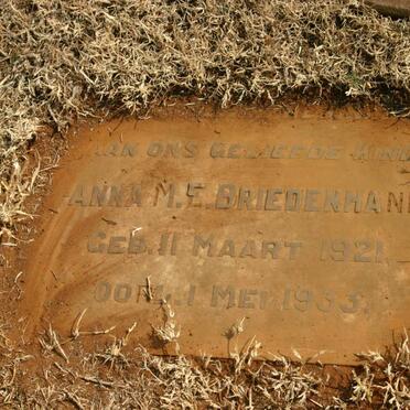 BRIEDENHANN Anna M.E. 1921-1933