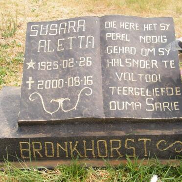 BRONKHORST Susara Aletta 1925-2000