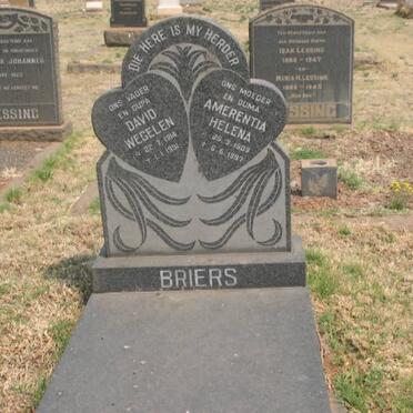BRIERS David Wegelen 1914-1991 &amp; Amerentia Helena 1909-1997