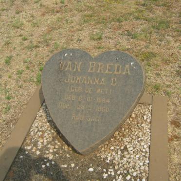 BREDA Johanna C., van nee DE WET 1884-1950