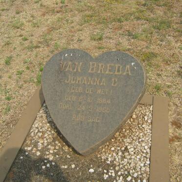 BREDA Johanna C., van nee DE WET 1884-1950