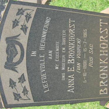 BRONKHORST Anna E. nee VAN VUUREN 1906-1965