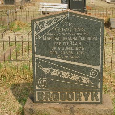 BROODRYK Martha Johanna nee DU RAAN 1875-1912