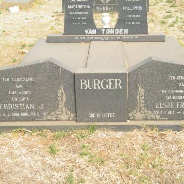 BURGER Christian J. 1908-1985 &amp; Elsje Francina 1913-1976