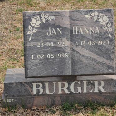 BURGER Jan 1920-1998 &amp; Hanna 1923-