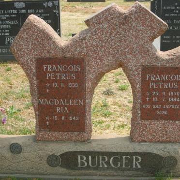 BURGER Francois Petrus 1939- &amp; Magdaleen Ria 1943- :: BURGER Francois Petrus 1970-1994