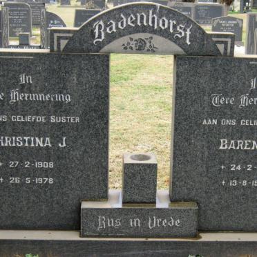 BADENHORST Barend L. 1907-1978 &amp; Christina J. 1908-1978