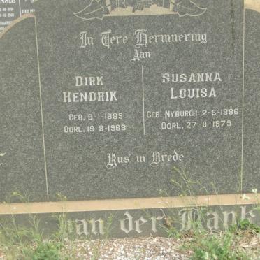 BANK Dirk Hendrik, van der 1889-1968 &amp; Susanna Louisa MYBURGH 1886-1979