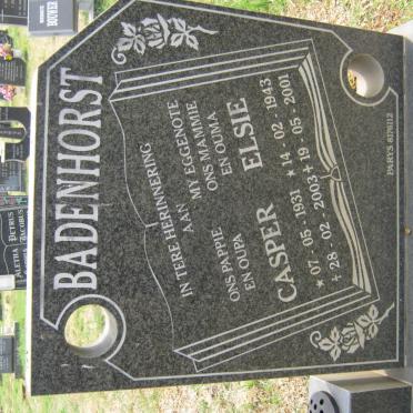 BADENHORST Casper 1931-2003 &amp; Elsie 1943-2001