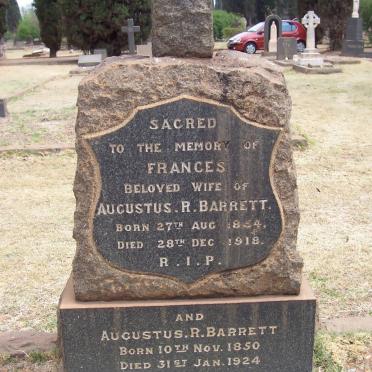 BARRETT Augustus R. 1850-1924 &amp; Frances 1954-1918