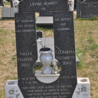 BADENHORST Willem Frederik 1928-1991 &amp; Catharina Elizabeth 1933-2004