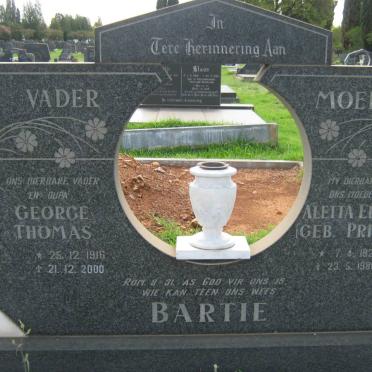 BARTIE George Thomas 1916-2000 &amp; Aletta Elizabeth PRINSLOO 1923-1988