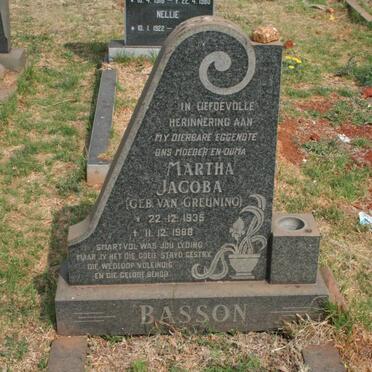 BASSON Martha Jacoba nee VAN GREUNING 1935-1988