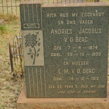 BERG E.M., v.d. -1912 :: V.D. BERG Andries Jacobus 1874-1950