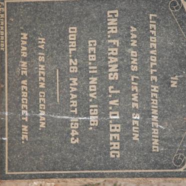 BERG Frans J., v.d. 1916-1943