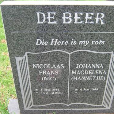 BEER Nicolaas Frans, de 1948-2008 &amp; Johanna Magdelena 1948-