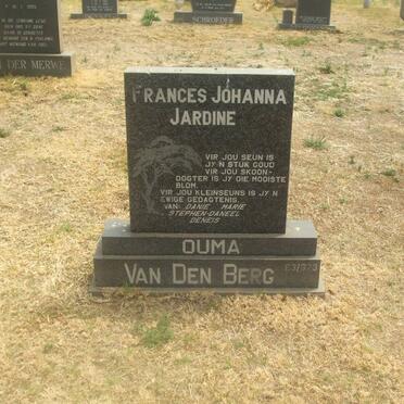 BERG Frances Johanna Jardine, van den 1931-1994