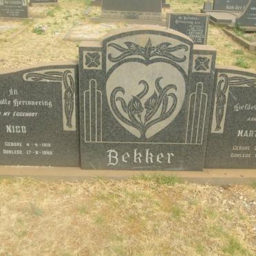 BEKKER Nico 1919-1986 &amp; Martha Anna 1915-1976