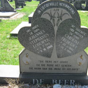BEER Johannes Stephanus Lodewyk, de 1929-2006 &amp; Carolina Frederika 1933-1989