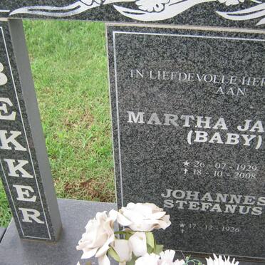 BEKKER Johannes Stefanus 1926- &amp; Martha Jacoba 1929-2008