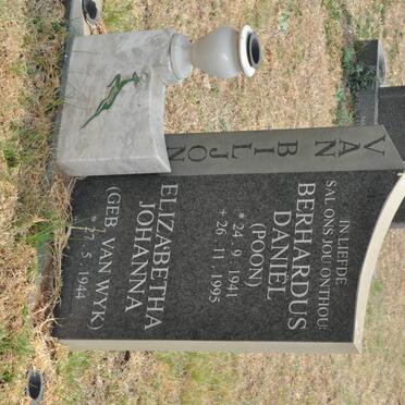 BILJON Berhardus Daniël, van 1941-1995 &amp; Elizabeth Johanna VAN WYK 1944-