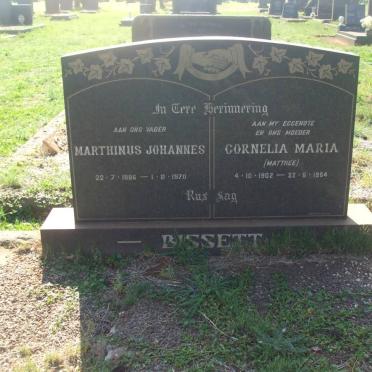 BISSETT Marthinus Johannes 1896-1970 &amp; Cornelia Maria MATTHEE 1902-1964
