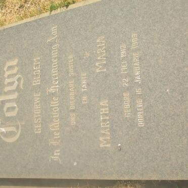 BLOEM Martha Maria formerly Colyn 1912-1989