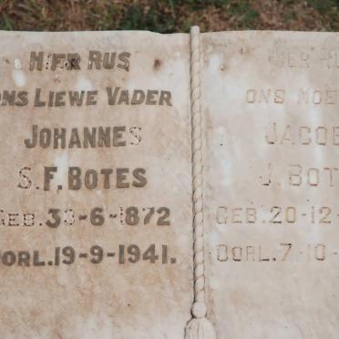 BOTES Johannes S.F. 1872-1941 &amp; Jacoba J. 1878-1972