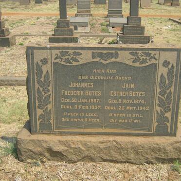 BOTES Johannes Frederik 1867-1937 &amp; Jain Esther 1874-1942