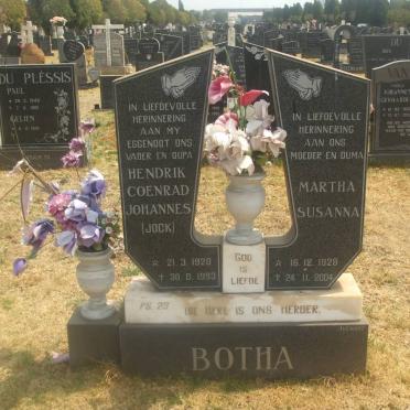 BOTHA Hendrik Coenraad Johannes 1920-1993 &amp; Martha Susanna 1928-2004