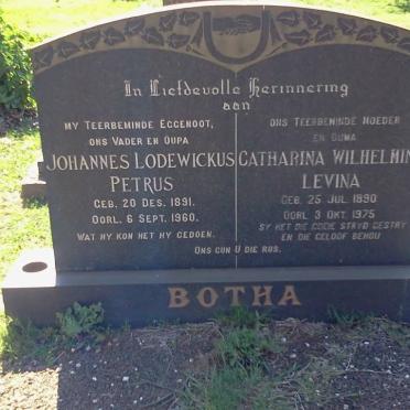 BOTHA Johannes Lodewickus Petrus 1891-1960 &amp; Catharina Wilhelmina Levina 1890-1975