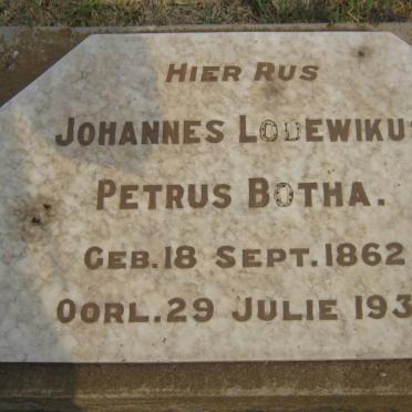 BOTHA Johannes Lodewikus Petrus 1862-1930