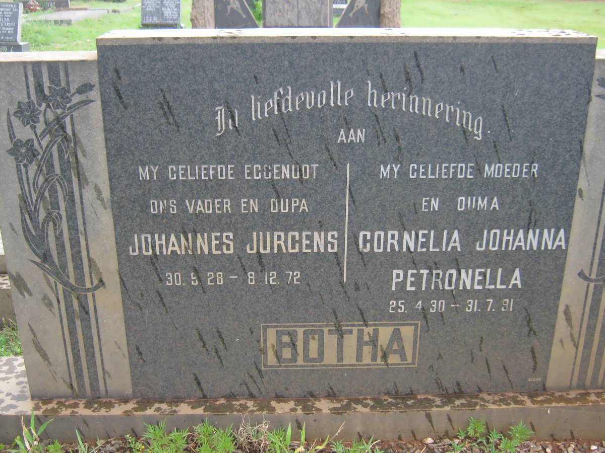 BOTHA Johannes Jurgens 1928-1972 &amp; Cornelia Johanna Petronella 1930-1991