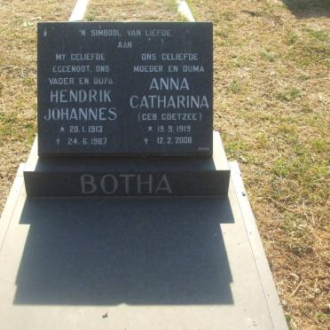 BOTHA Hendrik Johannes 1913-1987 &amp; Anna Catharina COETZEE 1919-2008