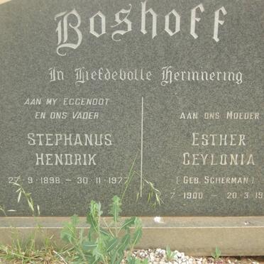 BOSHOFF Stephanus Hendrik 1898-1977 &amp; Esther Ceylonia SHERMAN 1900-1986