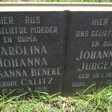 BOSHOFF Johannes Jurgens 1913-1997 &amp; Carolina Johanna Susanna Beneke CALITZ 1916-