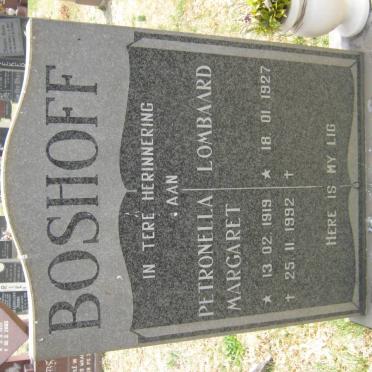 BOSHOFF Lombaard 1927- &amp; Petronella Margaret 1919-1992
