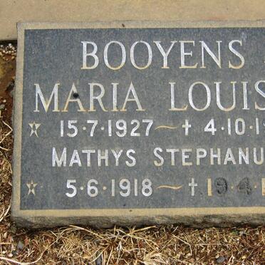 BOOYENS Mathys Stephanus 1918-1982 &amp; Maria Louisa 1927-1978