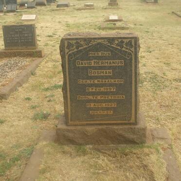BOSMAN David Hermanus 1897-1927