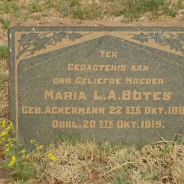 BOTES Maria L.A. nee ACKERMANN 1882-1919