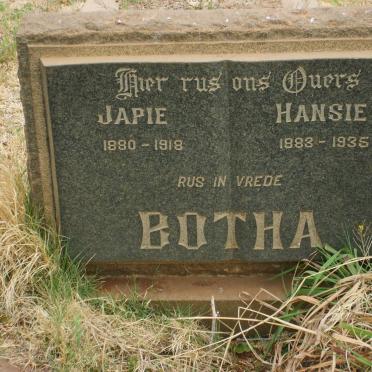 BOTHA Japie 1880-1918 &amp; Hansie 1883-1935