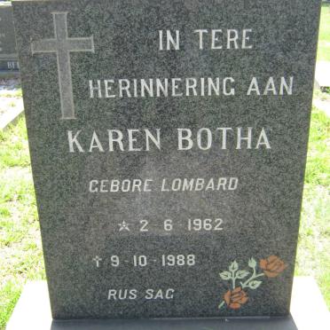 BOTHA Karen nee LOMBARD 1962-1988