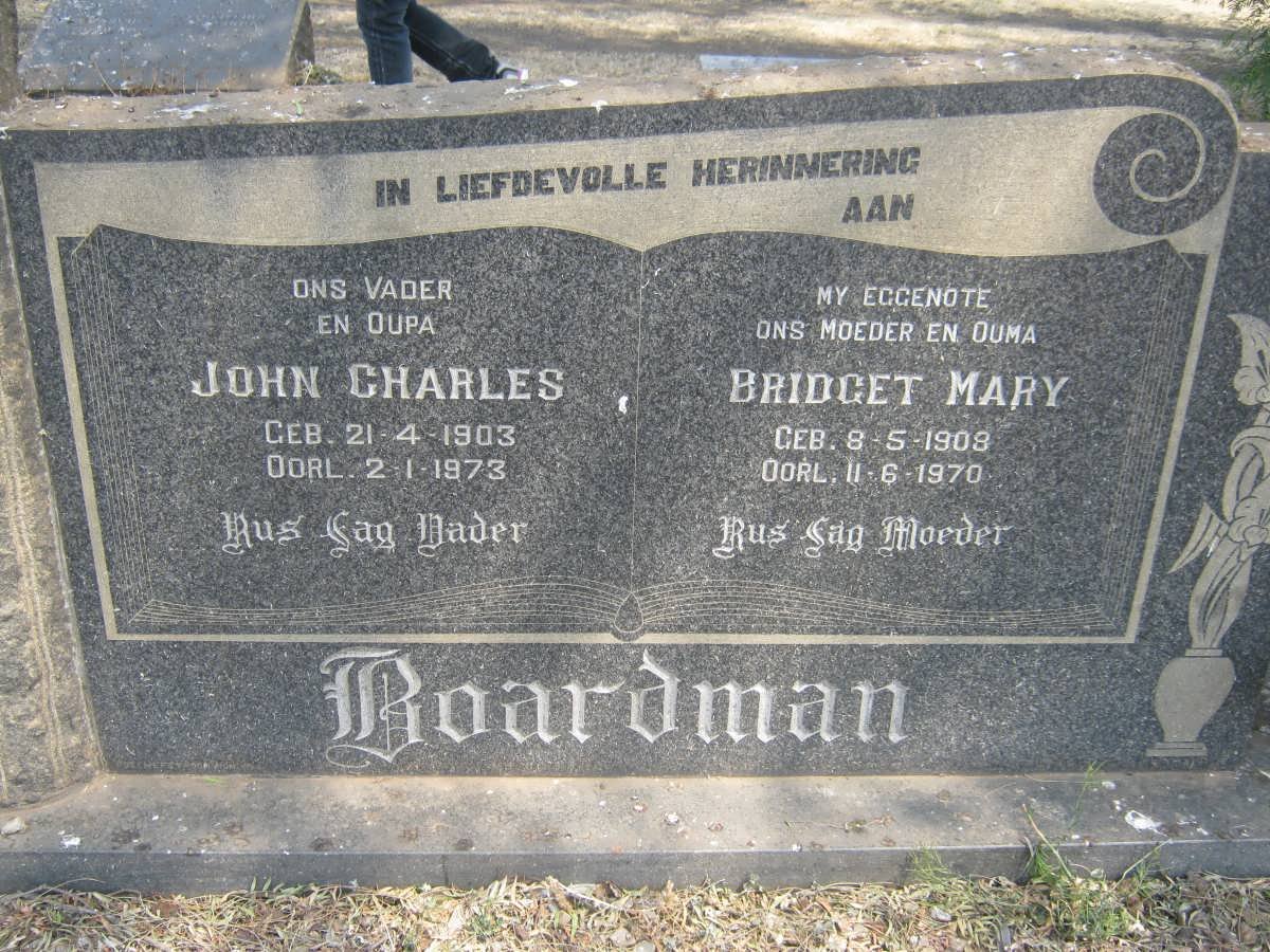 BOARDMAN John Charles 1903-1973 &amp; Bridget Mary 1908-1970